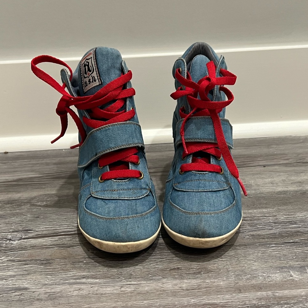 Ash Denim Wedged Sneakers
